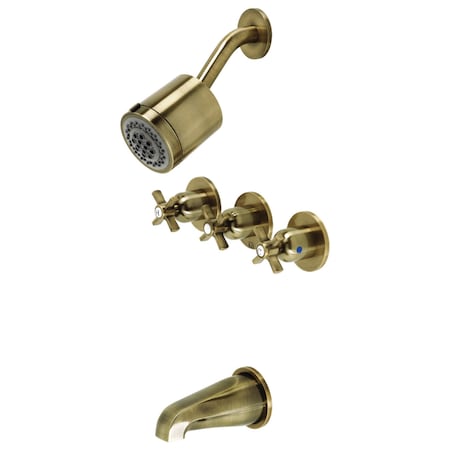 Kingston Brass Tub and Shower Faucet, Antique Brass, Wall Mount KBX8133ZX